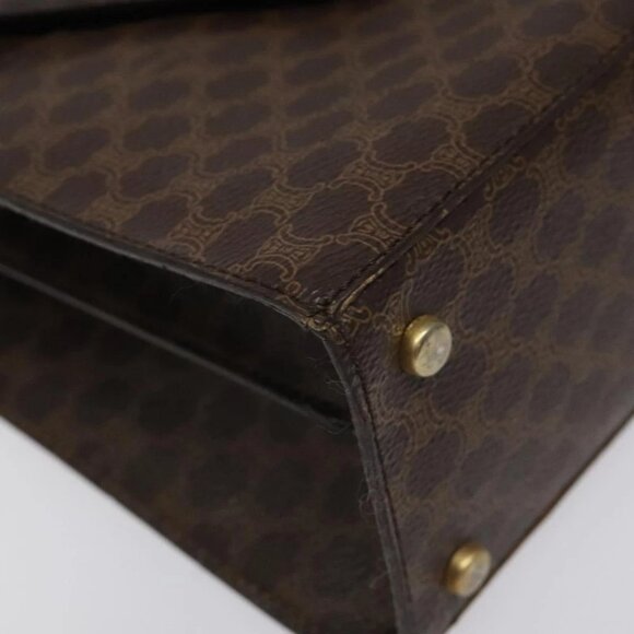 CELINE Macadam Canvas Shoulder Bag PVC Leather Brown Gold - Picture 11 of 16